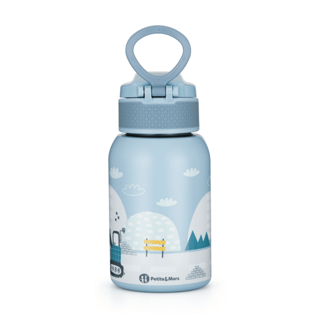 PETITE&amp;MARS Láhev nerezová termo se slámkou 350 ml Work Zone 12m+