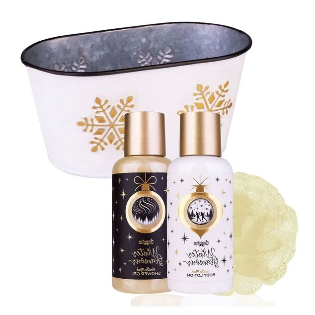 ACCENTRA Set za kupanje Winter Glamour u limenoj kanti Vanilija i mošus 2x100ml + 15g