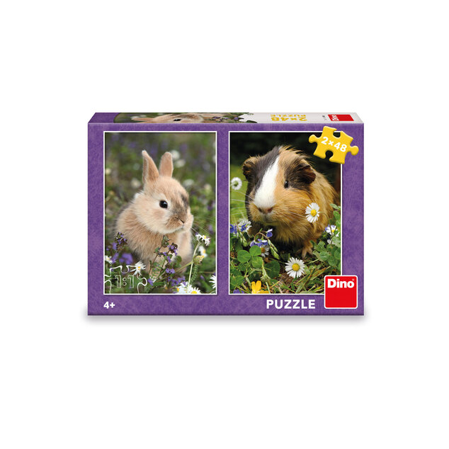 Puzzle Králiček a morča 2x48 dielikov