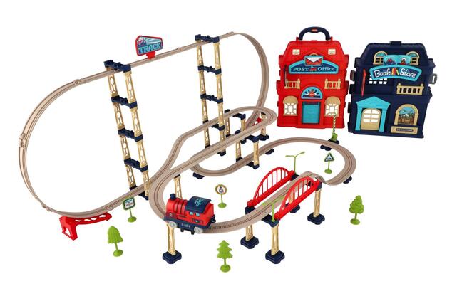 Treno con binari 120 pezzi a batteria in valigia 22x27x15cm