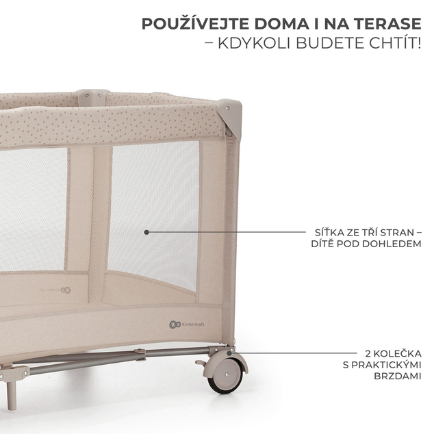 KINDERKRAFT Postieľka cestovná Joy 2 s doplnky Beige