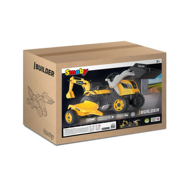 Smoby Šliapací traktor Builder Max s bagrom a vozíkom