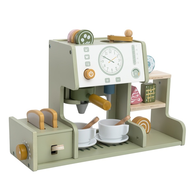 2Kids Toys Mașină de cafea din lemn cu prăjitor de pâine
