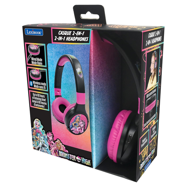 Lexibook Skladacie bezdrôtové slúchadlá Monster High