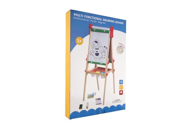 Lavagna magnetica bifacciale legno nero/bianco 35x43cm con rotolo di carta con accessori