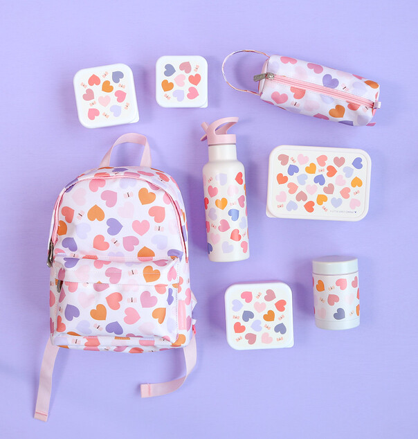 A Little Lovely Company - boîte à déjeuner en acier inoxydable avec couvercle en plastique - cœur