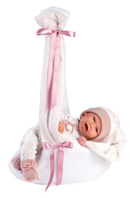 Llorens M740-06 oblečenie pre bábiku bábätko NEW BORN veľkosti 40-42 cm s nosítkom