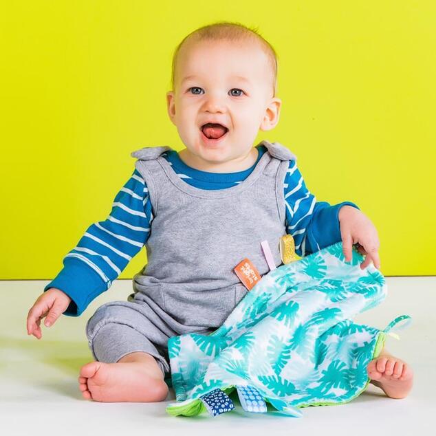 BRIGHT STARTS Schmusetuch am C-Ring Little Taggies Palmen 0m+