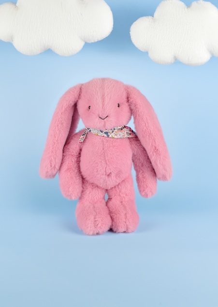 Doudou Plyšový zajačik so šatkou ružový 35 cm