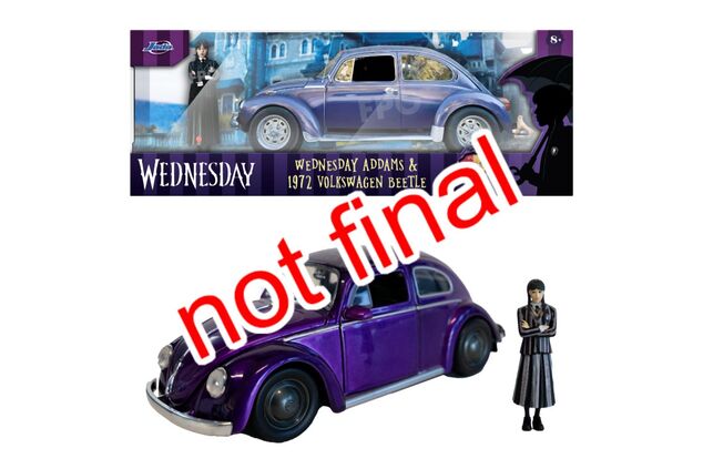 Jada Wednesday auto 1972 VW Beetle 1:24 a figúrka Wednesday