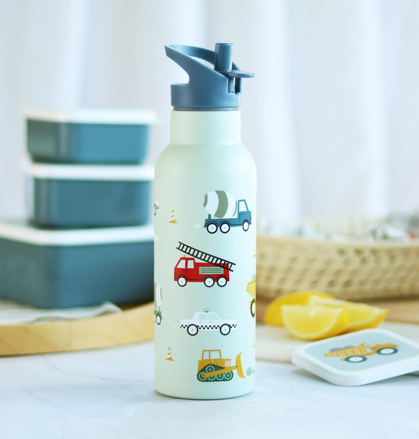 A Little Lovely Company - Edelstahl-Trinkflasche, 500 ml - Fahrzeuge