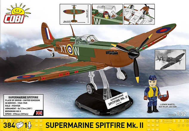 Cobi 5778 II WW Supermarine Spitfire Mk.II, 1:32, 384 k, 1 f