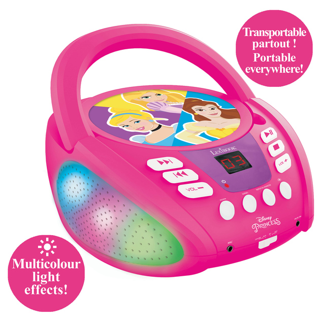 Lexibook Leuchtender Bluetooth CD-Player Disney Prinzessinnen