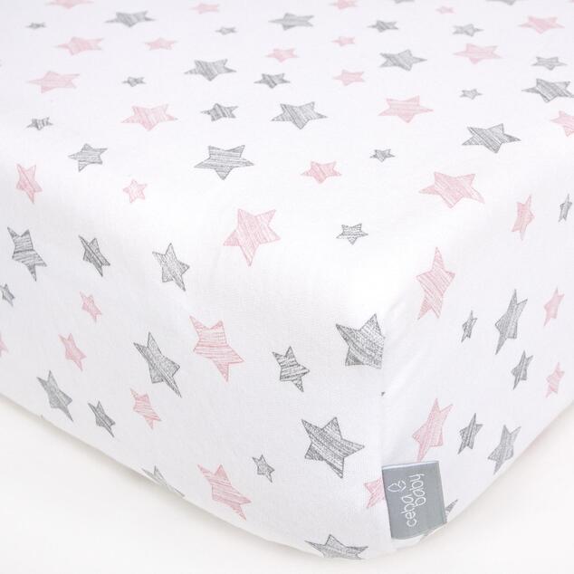 CEBA Drap-housse en jersey avec élastique 120 x 60 Étoiles Roses