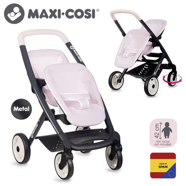 Smoby Maxi Cosi Športový kočík pre bábiky dvojčatá svetlo ružový