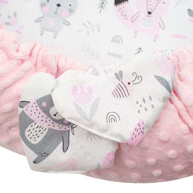Luxusné hniezdočko s vankúšikom a perinkou New Baby z Minky ružové