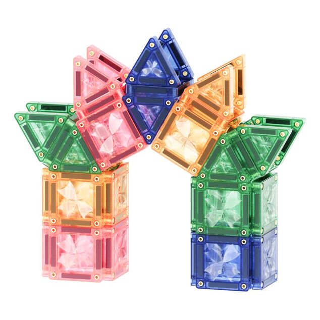 Cleverclixx Magnetická stavebnice Mini Tiles Pack Pastel – 28 ks