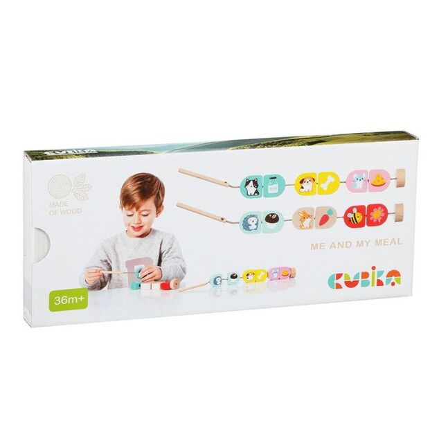 CUBIKA 15566 Čo jeme - navliekací set - 14 drevených dielov