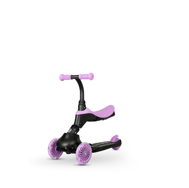 QPLAY Kolobežka / odrážadlo Sema Evo s LED svetlami Violet, vek 1 - 6 rokov, do 50 kg