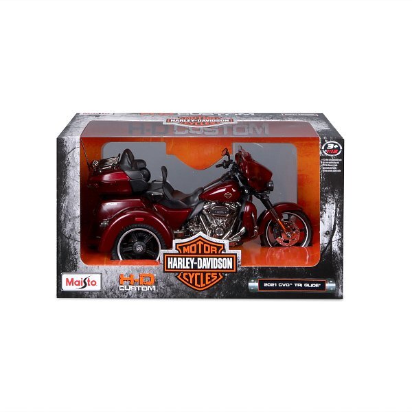 Maisto - H-D Trikes - 2021 CVO Tri Glide, metalická červená, 1:12