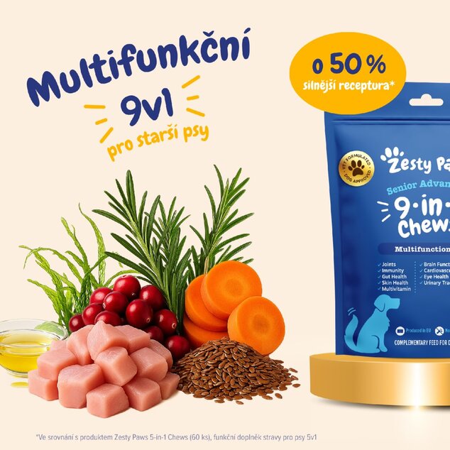 Zesty Paws Senior Advanced 9-in-1 Chews (60 ks) – funkčný doplnok stravy 9v1 pre starších