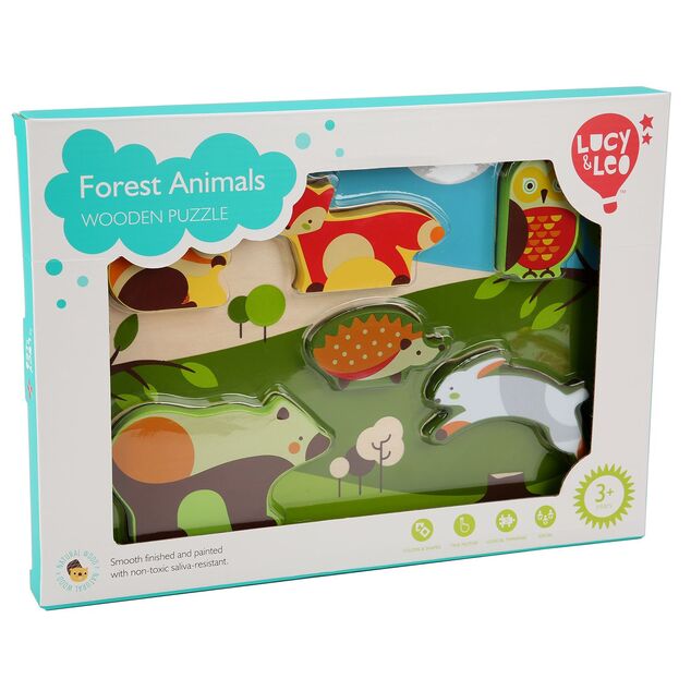 Lucy &amp; Leo 225 Lesné zvieratká -Drevené vkladacie puzzle 7 dielov