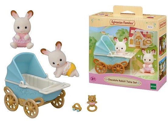 Sylvanian Families Dvojčatá Chocolate králikov s kočíkom