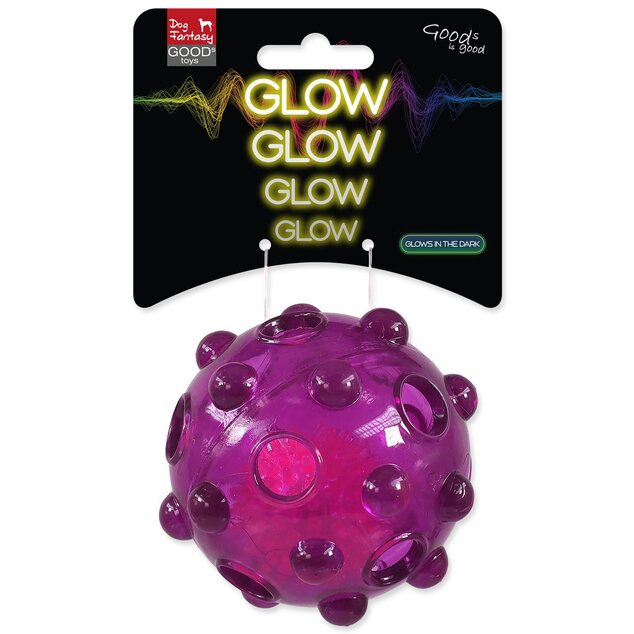 Igrača Dog Fantasy Glow žogica iz TPR gume vijolična 8cm