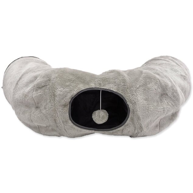 Tunel Magic Cat plyš tvar U s vankúšikom šedý 95x26cm