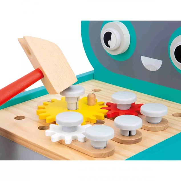 Janod BricoKids Drevené chodítko a vozík s náradím Robot 38 ks