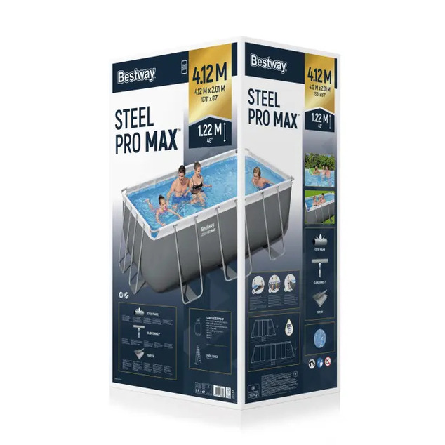 Vrtni bazen Bestway 56457 Power Steel 4,12m x 2,01mx 1,22m Pravokoten s peskom. filter.