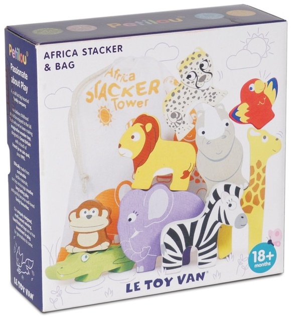 Le Toy Van Petilou Skladacia veža Afrika 9 ks