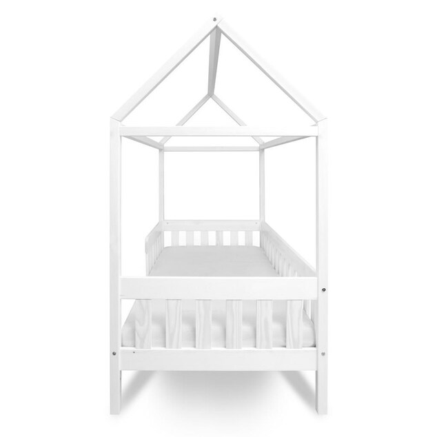 Kinderbett Haus mit Geländer und Lattenrost New Baby CASTELLO 180x90 cm weiß