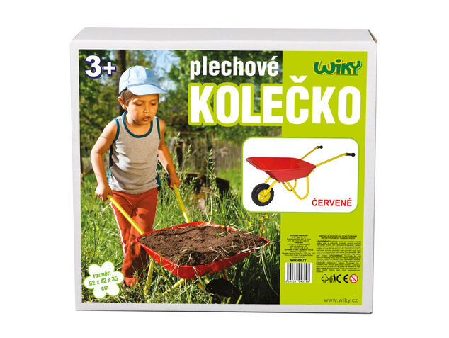 Plechové kolečko - červené 82x42x35 cm