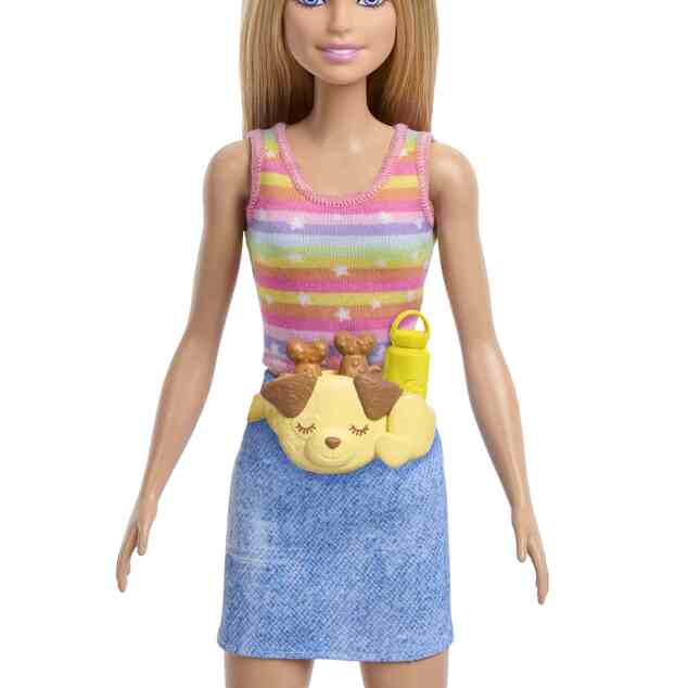 Muñeca Barbie con perrito en patines Rubia