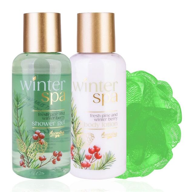 ACCENTRA Set za kupanje Winter Spa u žičanoj košari Zimsko voće 2x 100ml + 1x 10g