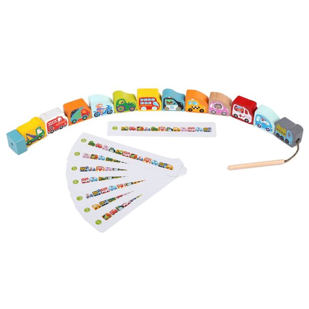 CUBIKA 14316 Navliekacie dopravné prostriedky - navliekací set - 13 drevených dielov