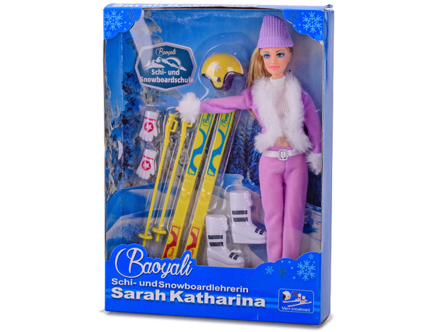 Bábika lyžiarka 29cm s doplnkami 2 farby