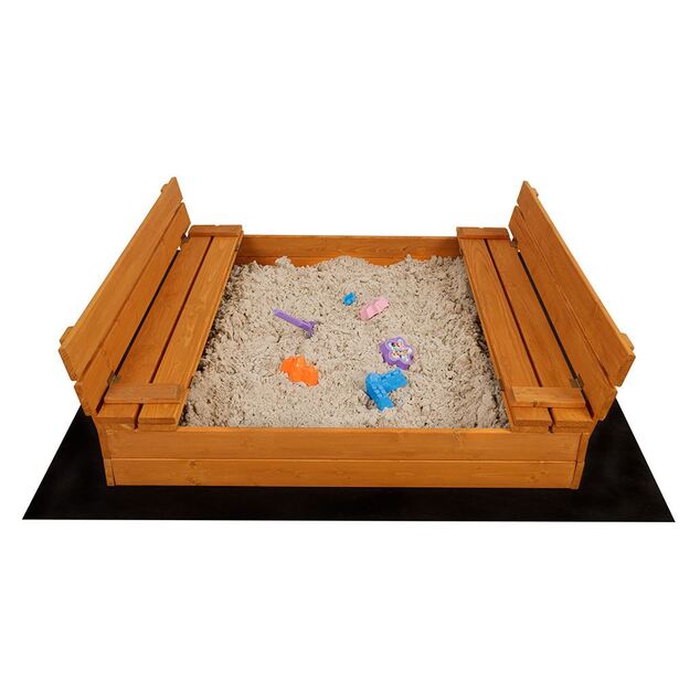 Detské drevené uzatvárateľné pieskovisko s lavičkami a strieškou Baby Mix 120x120 cm