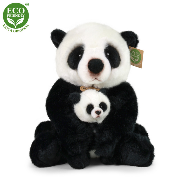 Plyšová panda s mláďaťom 27 cm ECO-FRIENDLY
