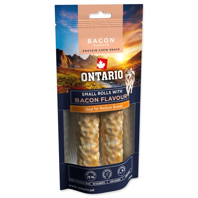 Ontario Protein finomság bacon ízű, kis rágótekercs 2db 12,7cm