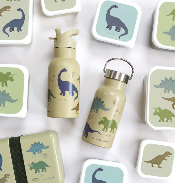 A Little Lovely Company - nerezová fľaša na pitie, 350 ml - dinosaury