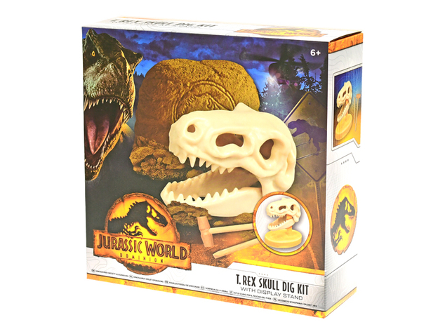 Jurassic World-Set, schnitzen Sie einen Dinosaurierschädel mit Sockel