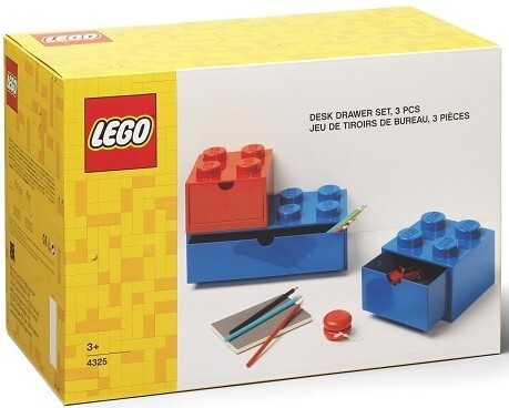 LEGO® stolné boxy so zásuvkou Multi-Pack 3 ks - červená, modrá