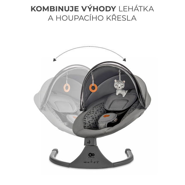 KINDERKRAFT Lehátko pohupujúce s melódiou 2v1 Lumi, do 9 kg, Premium Dark Grey