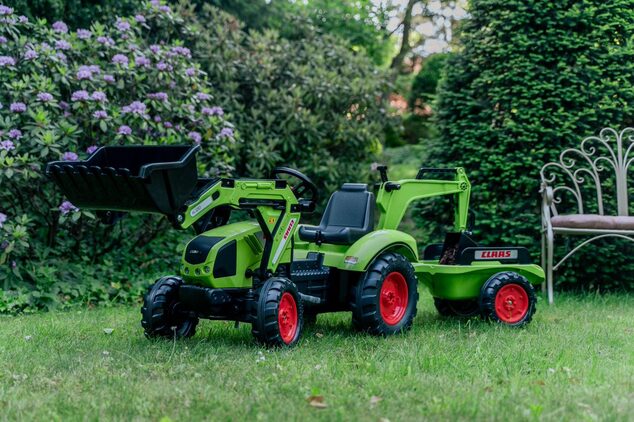 Falk Šliapací traktor veľky 2070Y Claas Arion 430 s nakladačom, rýpadlom a vlečkou