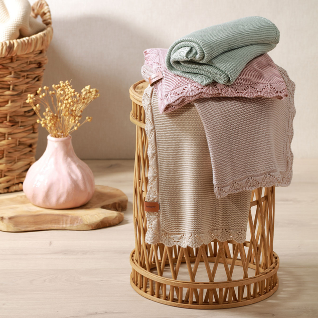 BABYONO Deka pletená bambusová Beige 75 x 100 cm
