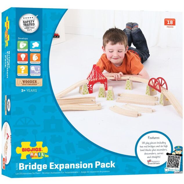 Bigjigs Rail Drevené koľaje set most 18 dielov