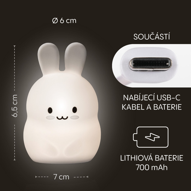 Silikónová nočná LED lampa veľkosť. M, Rabbit