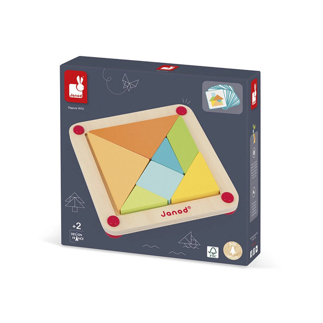Janod Origami Tangram s predlohami 25 ks kariet séria Montessori